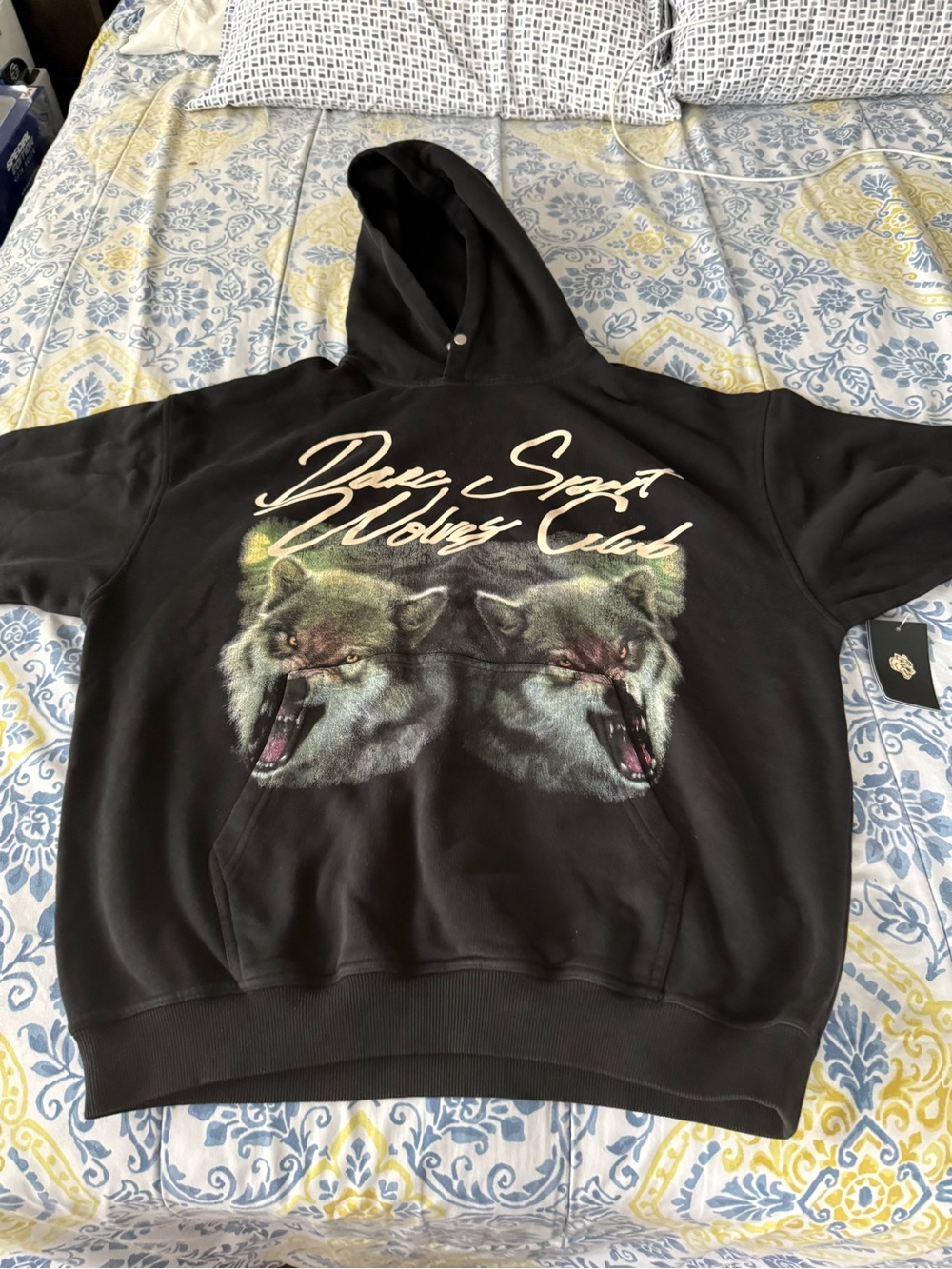 Darc Sport Men’s Black Hoodie with Wolves Club Patch